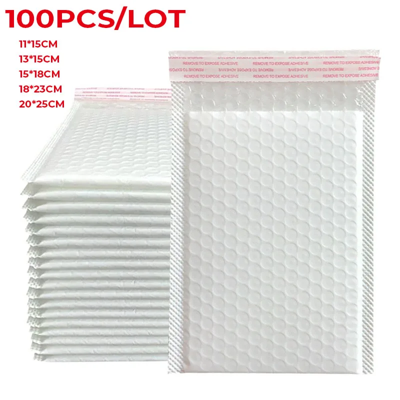 

100pcs Pearlescent Film Waterproof Bubble Bag Packaging Express Bag White Foam Self Seal Pack Bag Shipping BagThickened Envelope