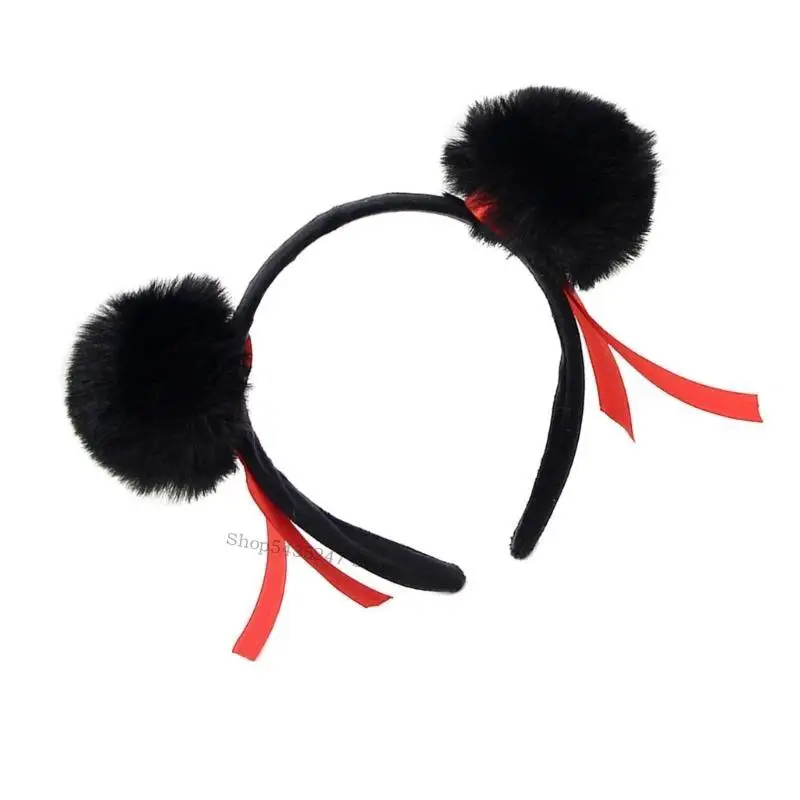 

Popular Nezha Hairband Lovely Furry Buns Hairstyles Cosplay Costume Headpiece H7EF