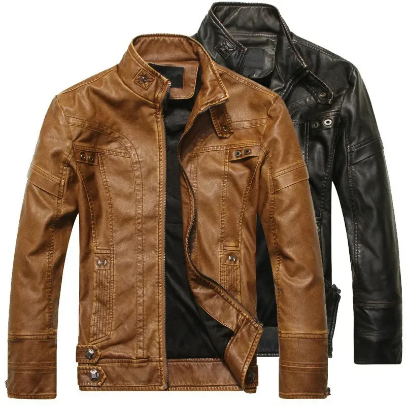 

Mens Faux Leather Slim PU Leather Yellow Motorcycle Jacket Biker Moto Jacket Plus Size 5xl Thick Winter Windbreaker Coats Male