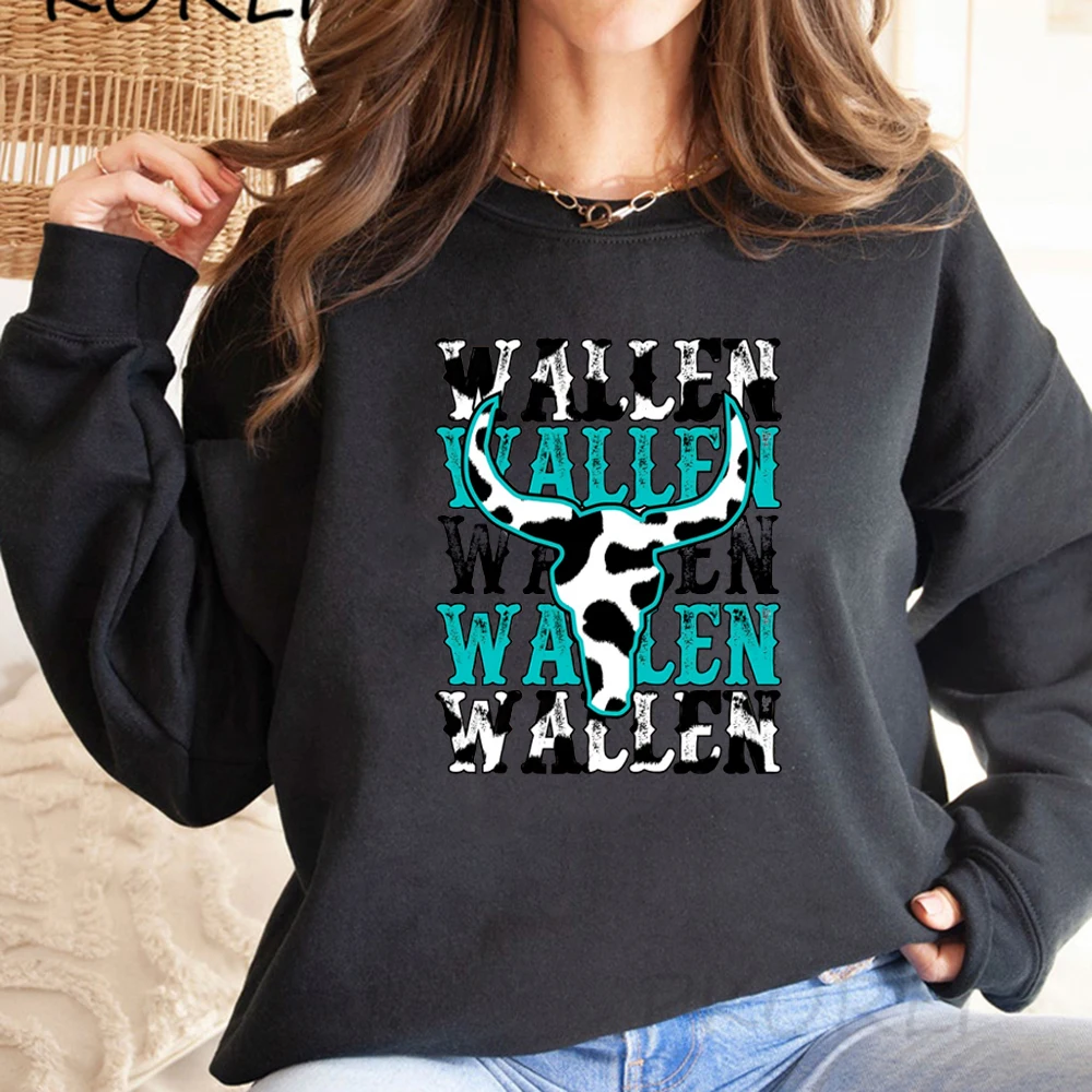 Vintage Wallen Western Sweatshirt Country Music Hoodie Cowgirl Wallen Sweatshirts Unisex Pullovers Western Graphic Hoodies