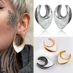 2PCS Teardrop Ear Gauges for Women Shell Ear Tunnels Stainless Steel Ear Plugs for Men Ear Saddles Stretcher Earring Size 8mm 0G