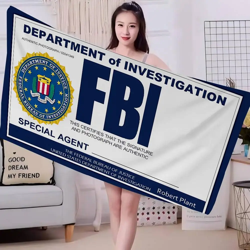 Police FBI Matte Film Big Microfiber Beach Towels Quick Dry Towel Sand Beach Towels Pool Towel For Travel Swim Pool Yoga