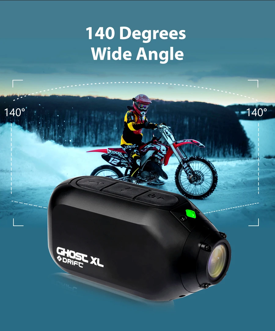 Drift Ghost XL Sport Action Camera 1080P WiFi 9 Hours Battery Life IPX7 Waterproof Wearable Live Stream Vlog Motorcycle Bicycle,Sport Action DV, APP Control,Perfect for motorcycles, mountain bikes, e-bikes, skateboards and all outdoor riding sports
