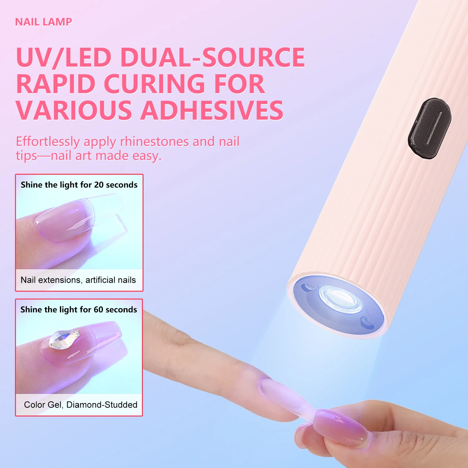Professional nail smart induction lighting nail lamp, 20/60seconds selection, small portable rechargeable nail lamp.