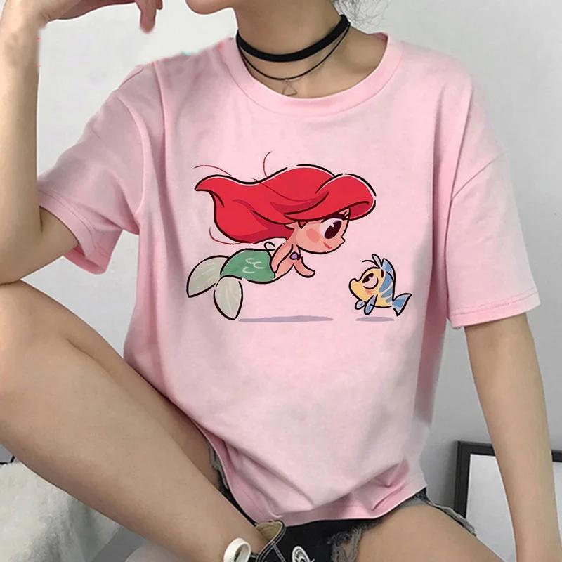 Y2k Disney Princess T Shirt Women Harajuku 90s Cute T-shirt Funny Tshirt Female Clothes Top Tee Shirt