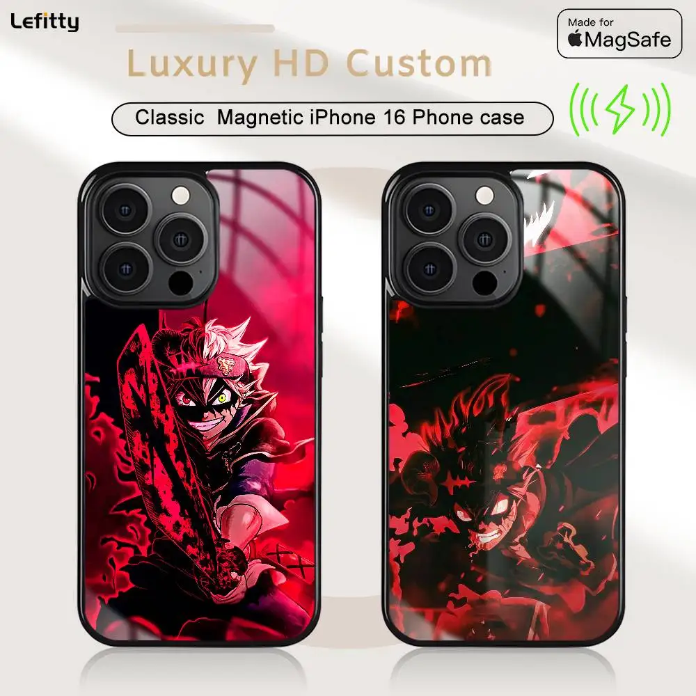 

Anime B-Black Clover Phone Case For iPhone 16 15 14 13 12 11 Pro Max Plus Mini Magnetic Magsafe Wireless Charging Cover
