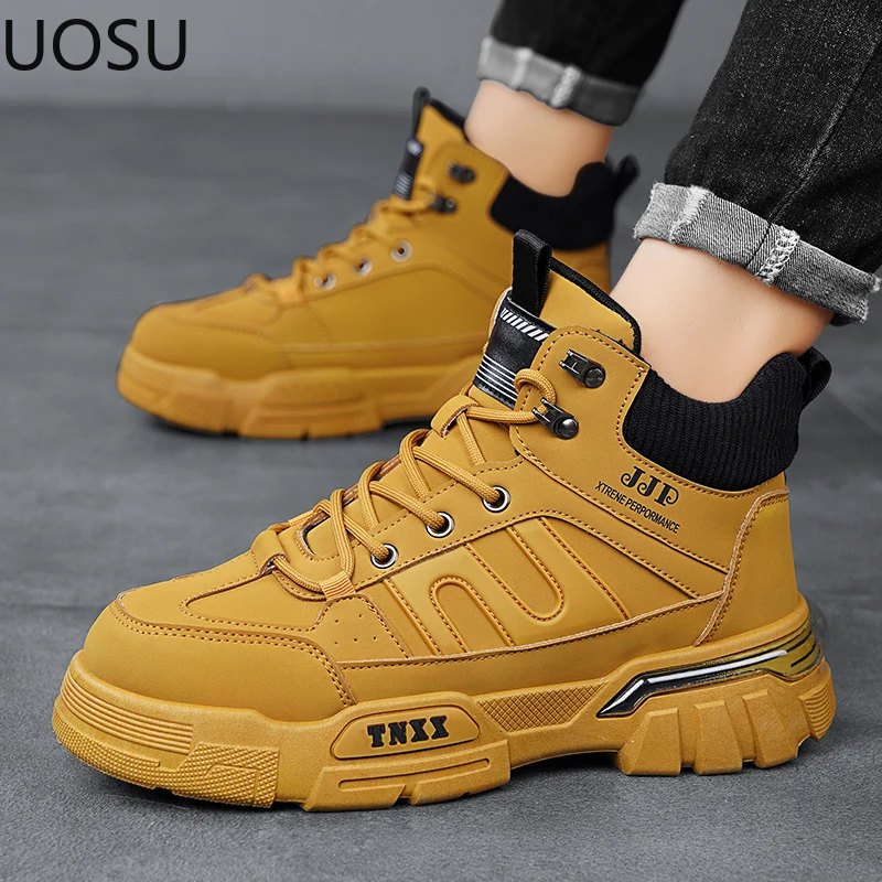 New Winter Boot Motorcyclist Boots Trendy Lace-up All-match Popular Model Thick Bottom UOSU British Style High Tops New Style