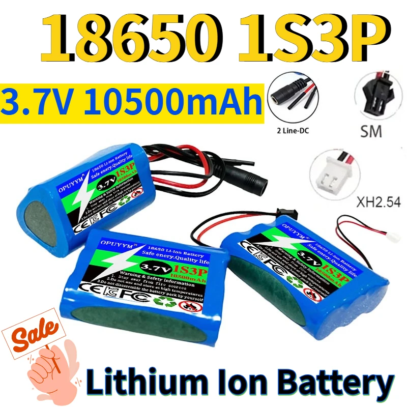 

1S3P 3.7V 10500mAh 18650 Lithium Battery with XH2.54-2P Plug For Fishing LED Light Bluetooth Speaker 4.2V Emergency Light Backup