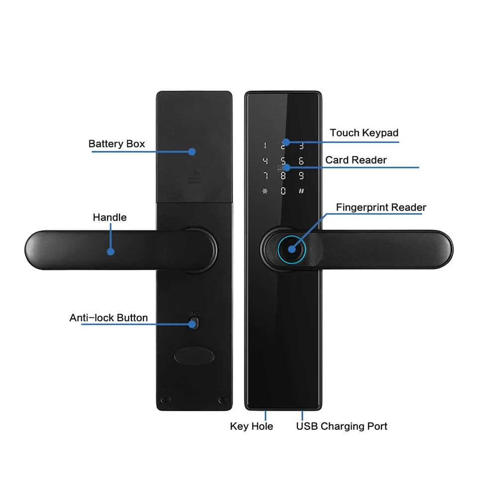 Cerradura สมาร์ทล็อคระบบดิจิทัลอัจฉริยะ, ล็อก WiFi Ttlock Tuya ใส่รหัสผ่านด้วยลายนิ้วมือ