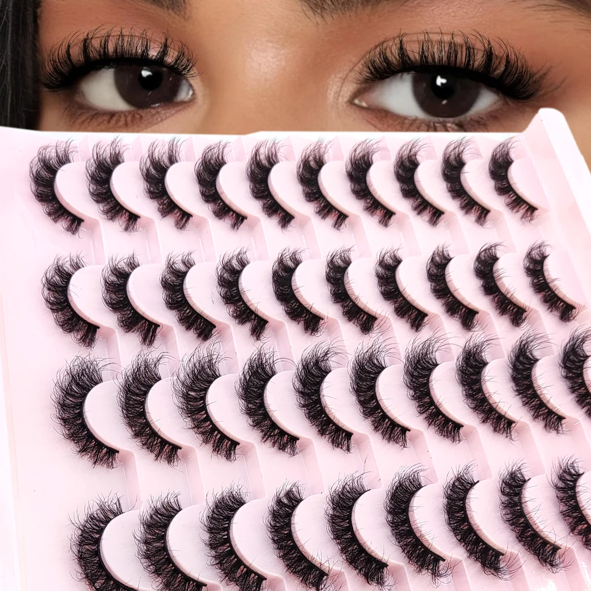 HBZGTLAD 20 Paar flauschige, lockige falsche Wimpern, dramatische und unordentliche künstliche Nerzwimpern, weise lange Urlaubswimpern