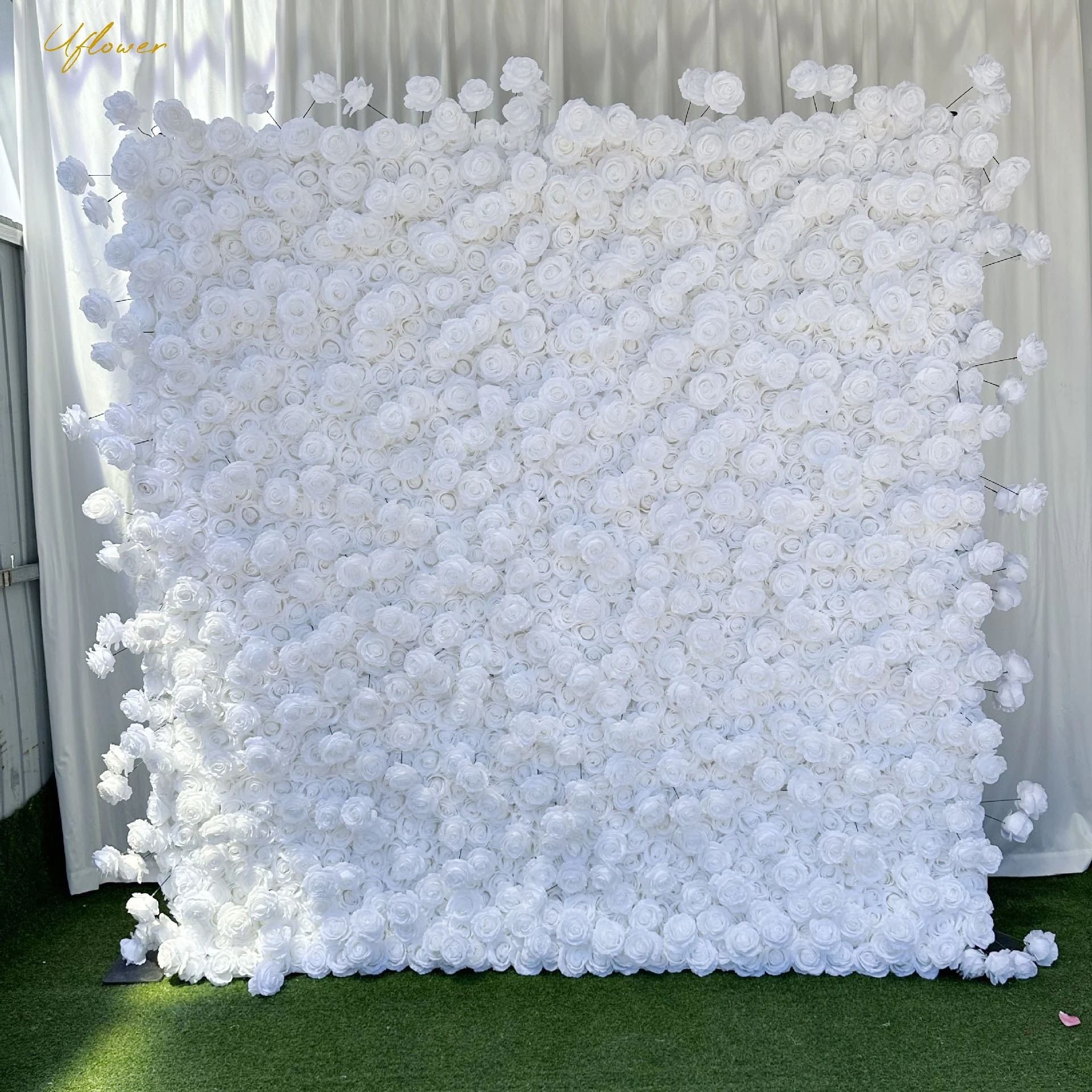 Wedding White Rose 5D  Artificial Flower Wall Flower Row Flower Arch Backdrop Fabric Floral Event Party Prop Floral Arrangement