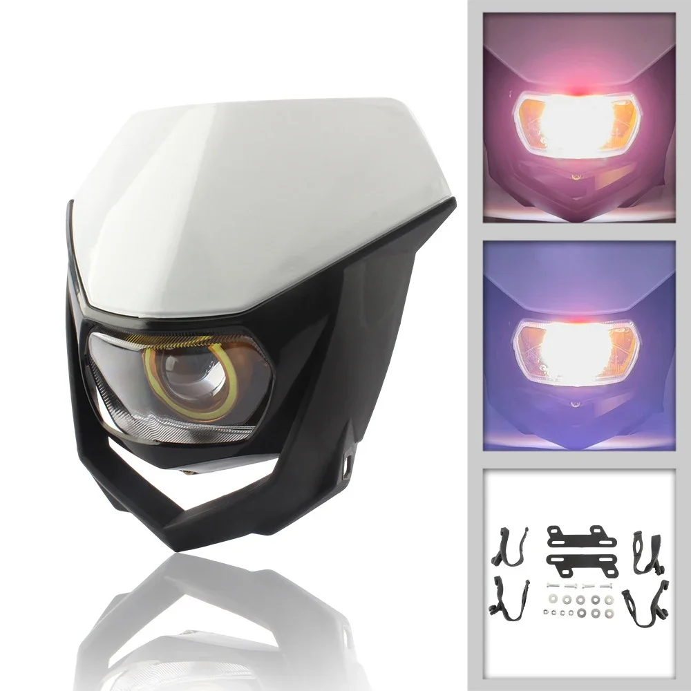 Motorcycle Led Headlight Cafe Racer for Yamaha YZ Honda CRF Suzuki Universal Head Light 35W Enduro Dirt Bike Motocross HeadLamp