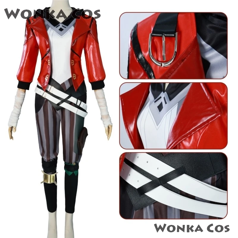 

Game LOL Arcane Vi Cosplay Costume Piltover Enforcer Outfit Vi Uniform Wig For Women Halloween Carnival Role Play Props
