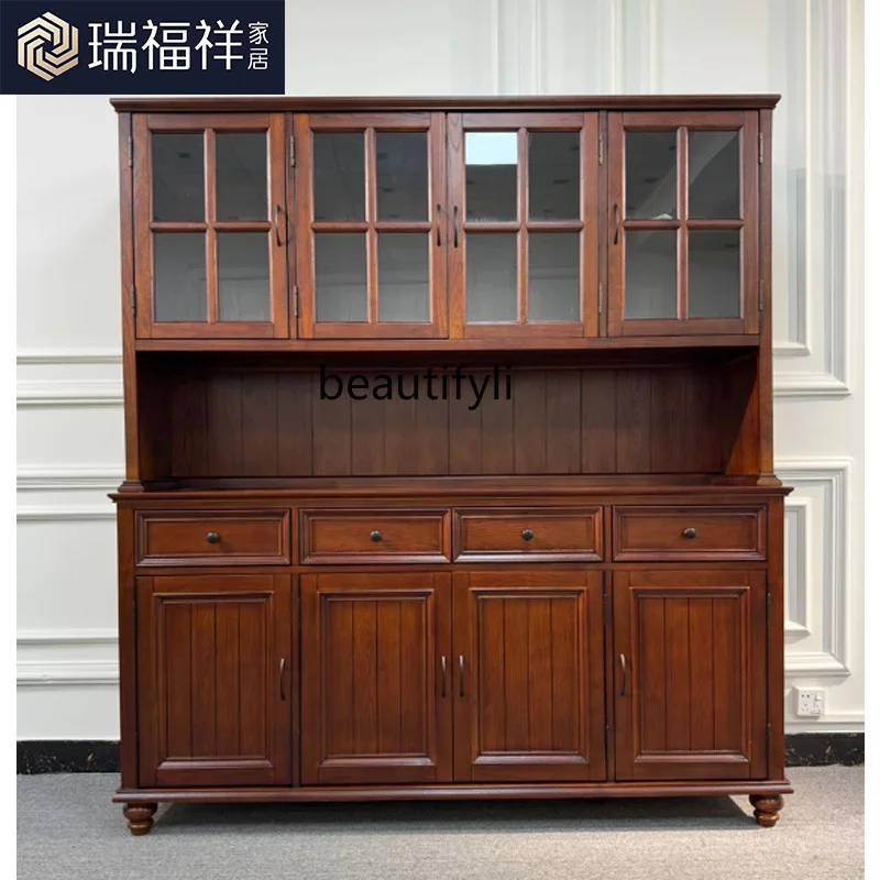 

All solid wood American side cabinet, restaurant storage against the wall wine cabinet 1.8 meters storage cabinet