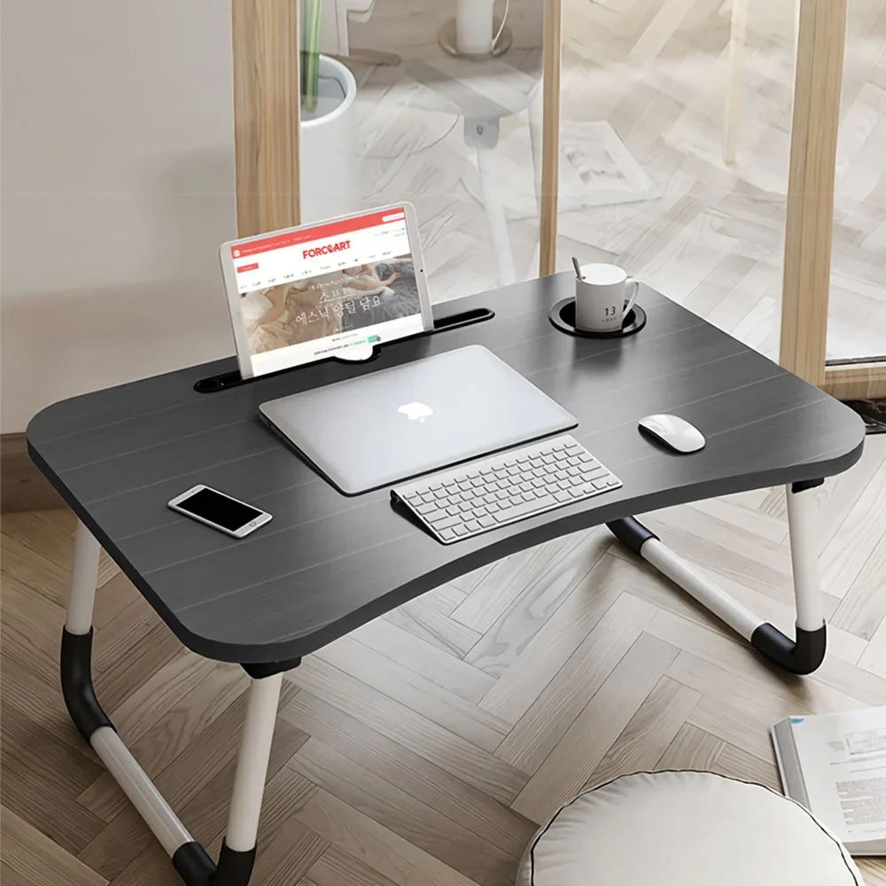 Portable Laptop Bed Desk Foldable Lap Table with Cup Holder Ifting Handle for Working Writing Drawing and Eating Tray