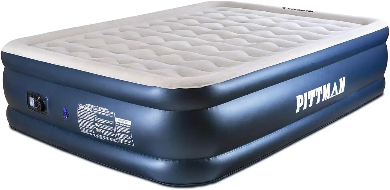 エアポンプ内蔵の屋内および屋外エアマットレス、ピットマンエアベッド、クイーンサイズ、ウェーブビームパターン、キャリー、高さ20インチ
