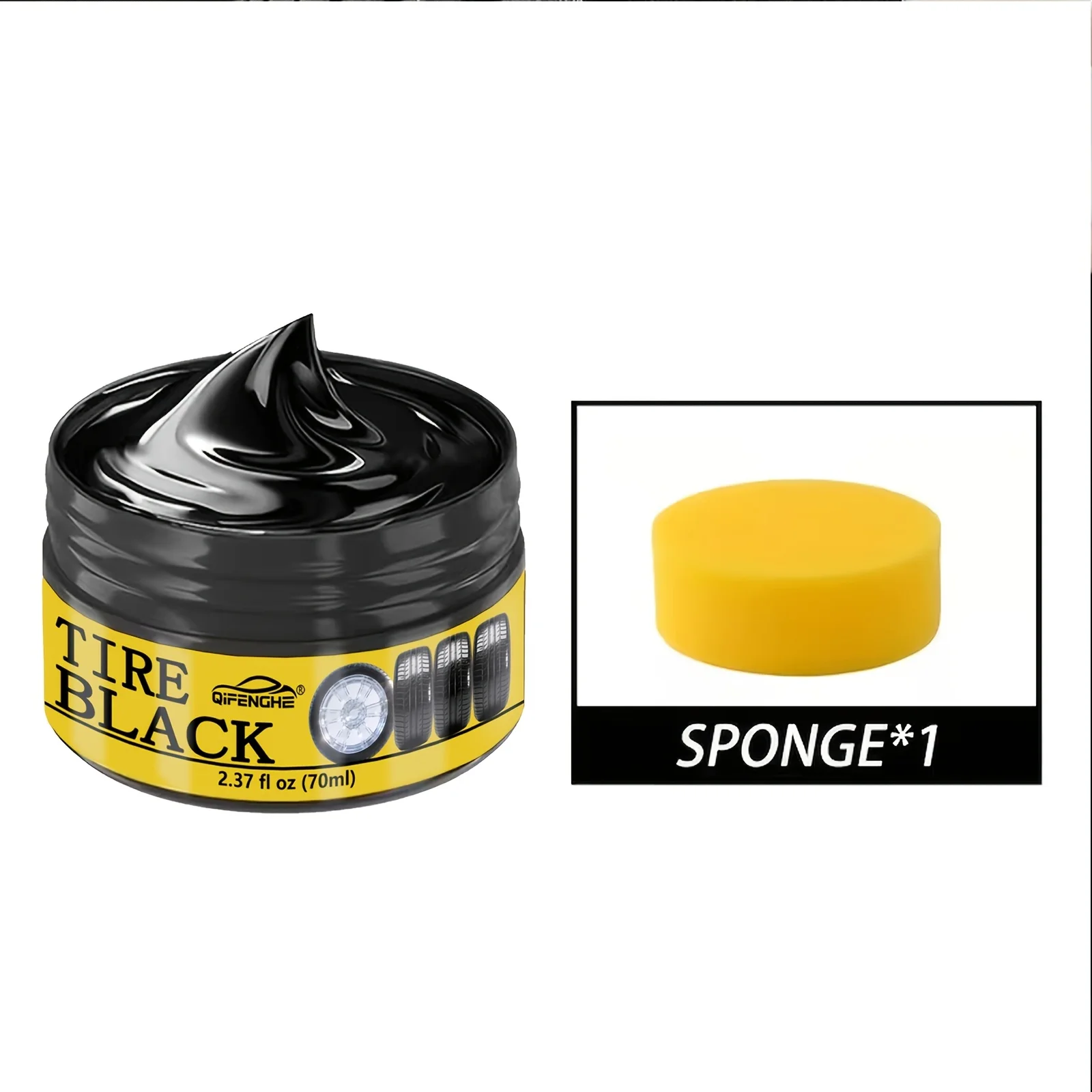 Car Tire Black Cream 2.37oz – Easy Apply Tire Shine Paste, Restores Faded Tires to Glossy Black, Long-Lasting Waterproof Formula