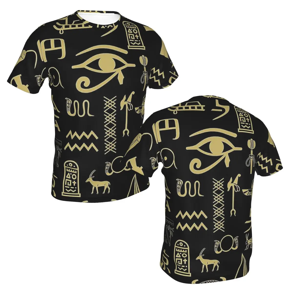 100% Cotton Ancient Egypt God Horus And Anubis Egyptian Pharaoh T-Shirt Men's Fashion T Shirt Men O-Neck Summer Shirts Tops