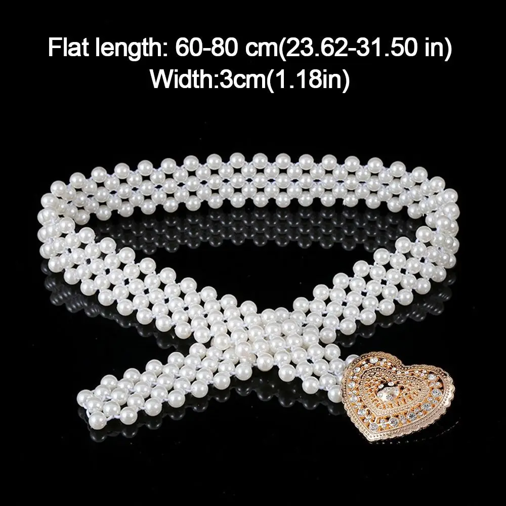 حزام خصر مرن للسيدات على الموضة مع سلسلة خصر بسيطة وأنيقة من حجر الراين وحزام خصر لؤلؤي رفيع للنساء