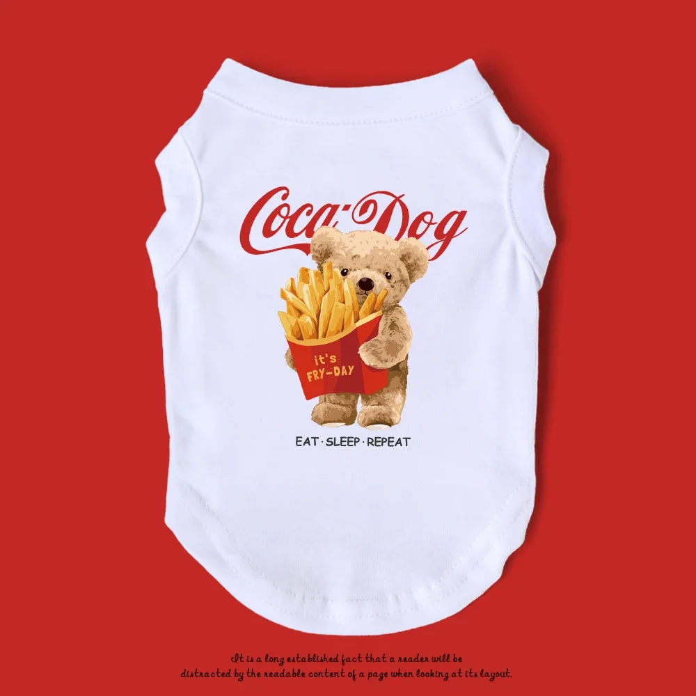 CocaDog Shirt Funny Dog With Food Pet Clothes Cotton Summer Yorkie Frenchie Chihuahua Small Medium Breeds Costume Quality Vest