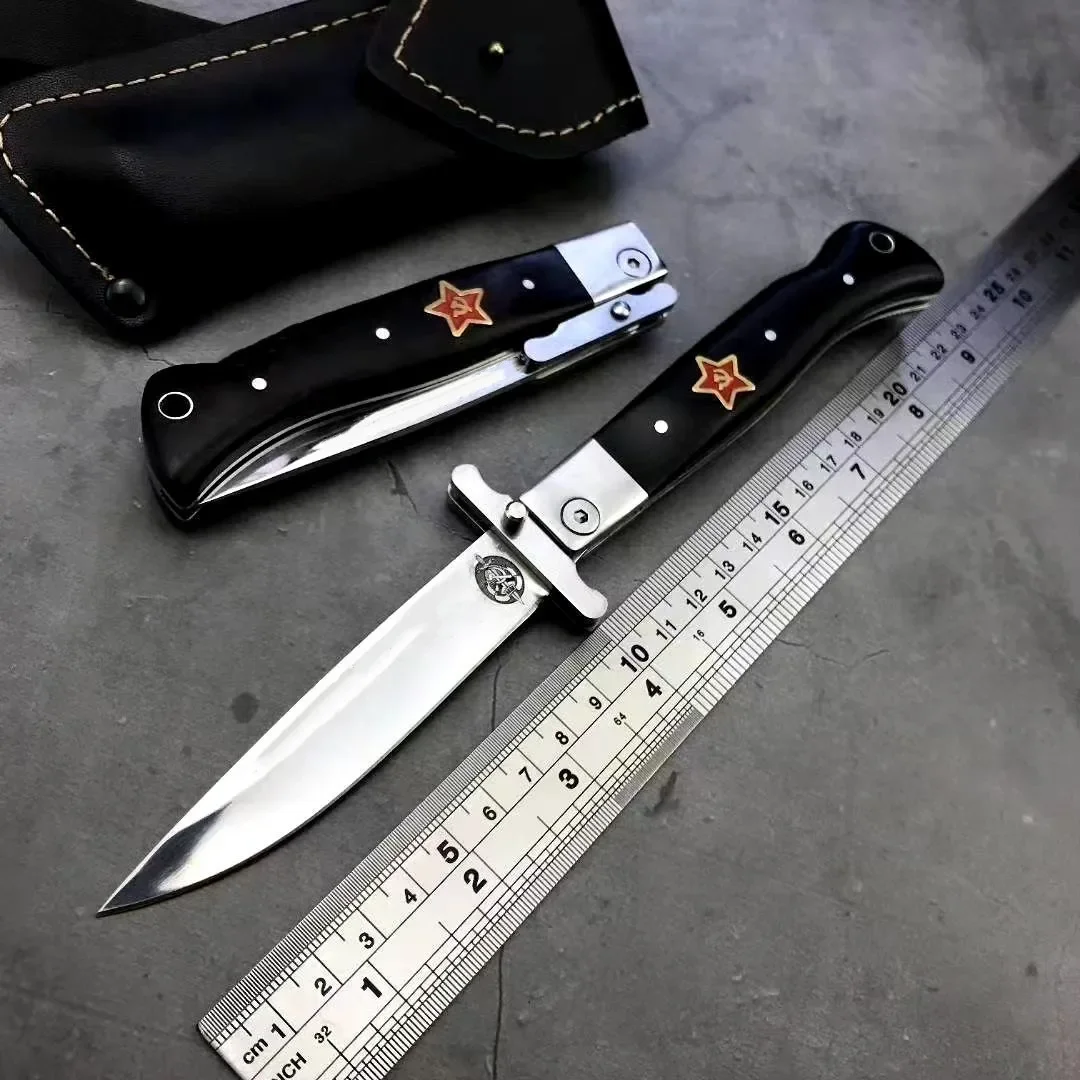 Russian Finka NKVD KGB Folding Knife Outdoor Hunting Knives Survival Tool 440C Sharp Blade Tactical Knife EDC Pocket Jackknife