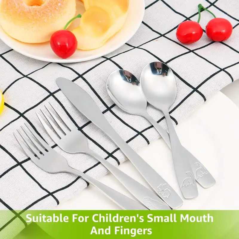 Kids Silverware Set Stainless Steel Funny Bear Flatware Fork Spoon Cutter Tableware For Toddler Children