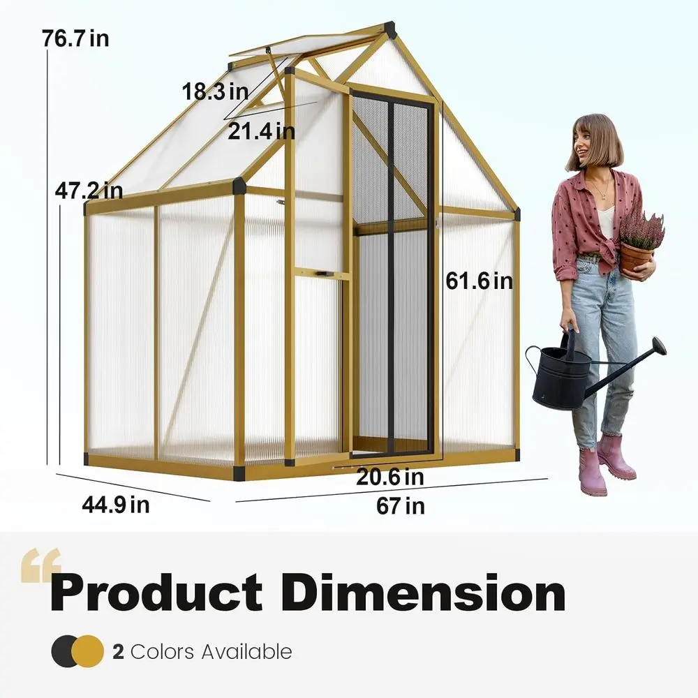 4x6 قدم من البولي كربونات للمشي في المنزل الأخضر للخارج، إطار من الألومنيوم لوحة مقاومة للأشعة فوق البنفسجية حديقة الفناء الخلفي مع باب شبكي قابل للقفل Ro #6