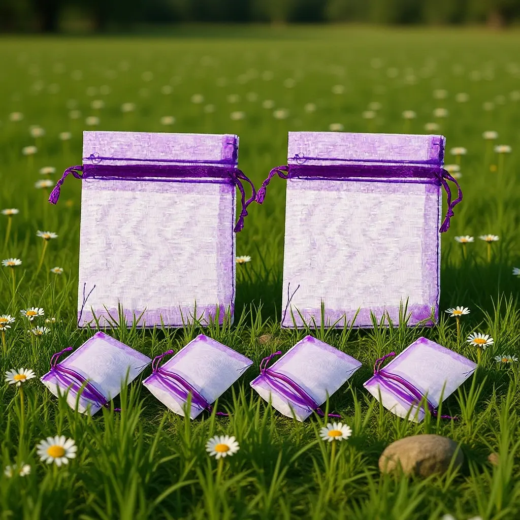 100Pcs Lavender Sachets Empty Breathable Bags Thick Drawstring Pouches for Storing Coins Jewelry Dried Flower Sachets