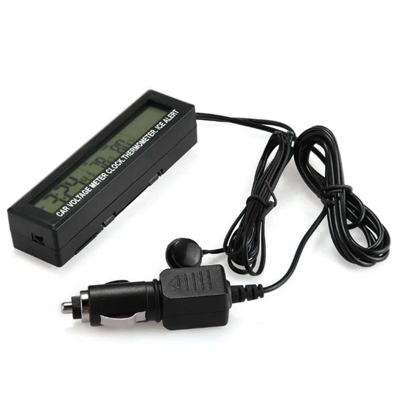 A80X-3-In-1 مقياس الفولتميتر للسيارة ومقياس الحرارة مع شاشة رقمية وساعة منبه وشاشة بإضاءة خلفية زرقاء وبرتقالية #1