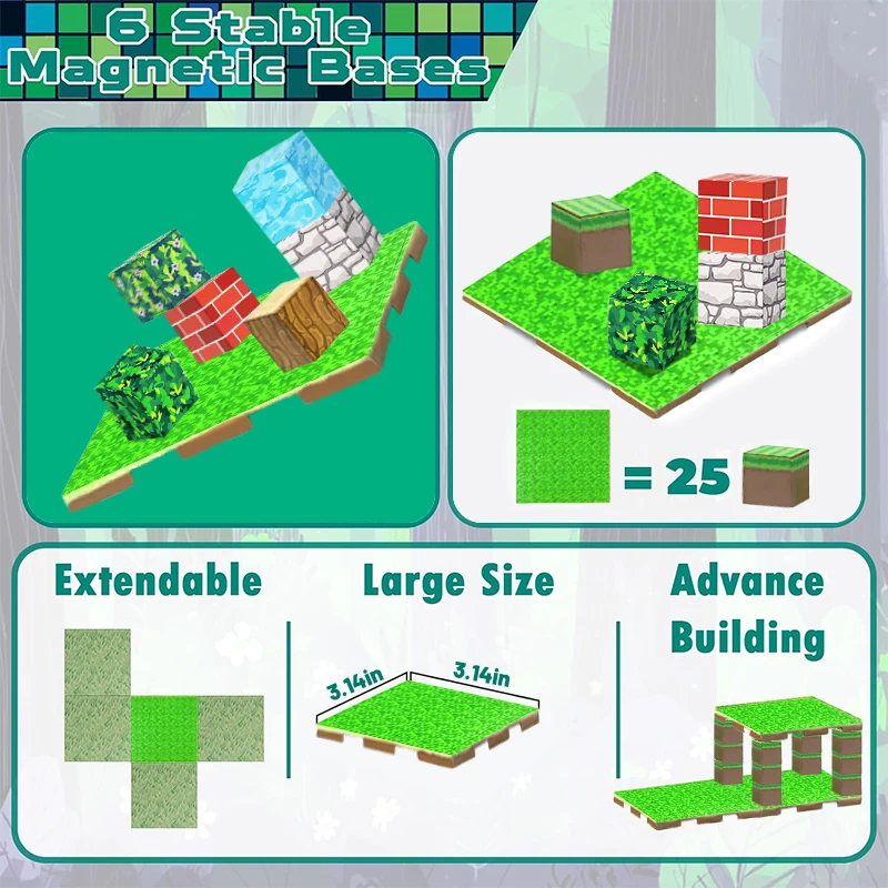 مجموعة مكعبات البناء المغناطيسية لمدة 3 سنوات فما فوق لعبة تجميع الأطفال ذاتية الصنع ألعاب بناء الطاولة مع لوحة قاعدة