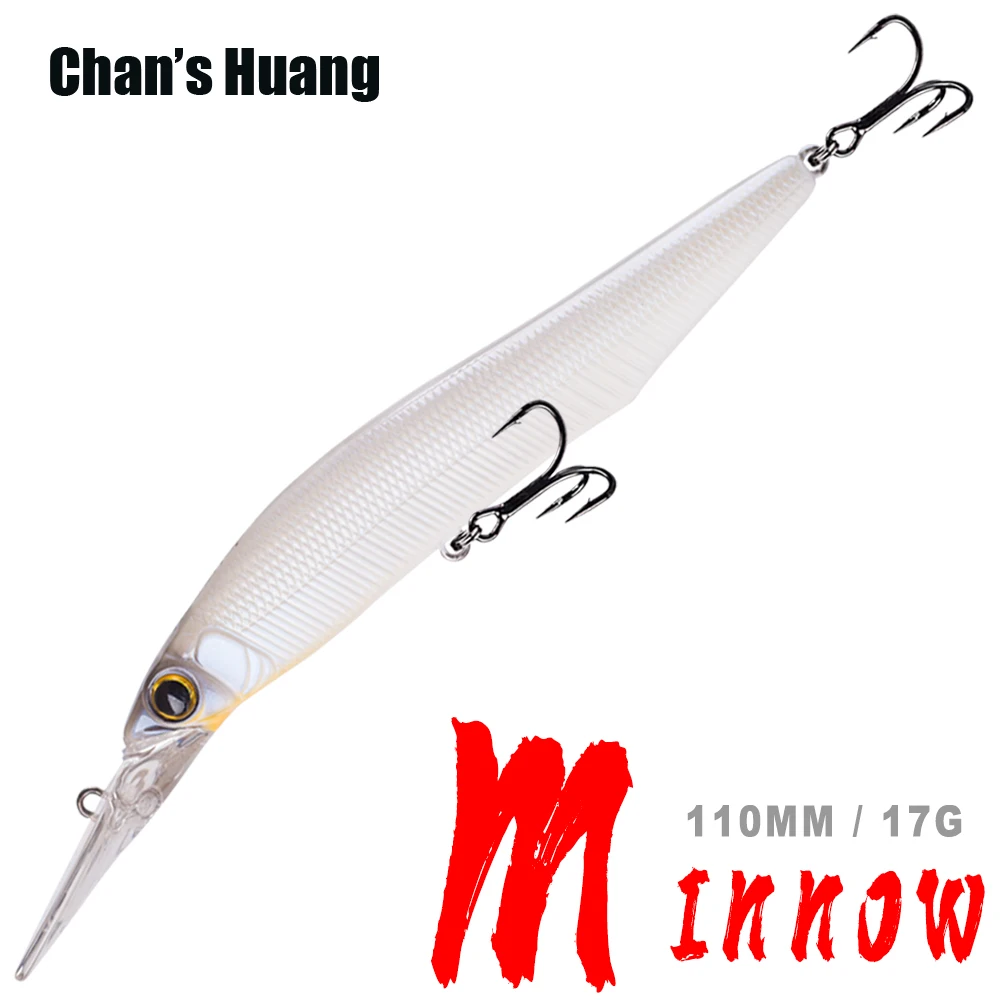 Chan's Huang 1PCS Artificial Jerkbait 110MM 17G Deep Water Crank Minnow Fishing Lures Hard Bait Bass Pike Sinking Minnow Wobbler