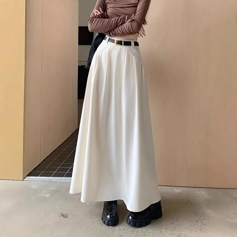 Fashionable Temperament Women's Long Suit Skirt Autumn New Korean Version Y2Ki Girl High Waist Skirt Trendy Elegant A-Line Skirt