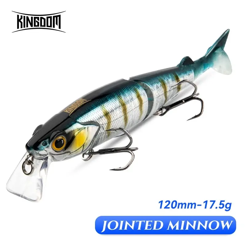 Kingdom Fishing Lures Multi Jointed 120mm Floating Hard Baits Minnow Jerkbait Swimbait Trout Wobblers Soft T-tail Fishing Lure