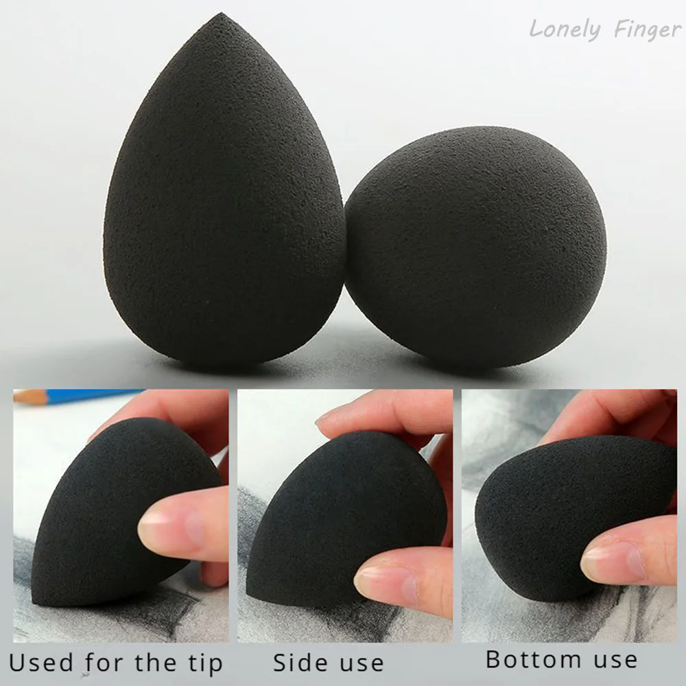 2/3/5 Pcs Black Water Droplets Shape Sponge Wipe Sketching Paint Painting Supplies, for Kids And Adults, Artist Work