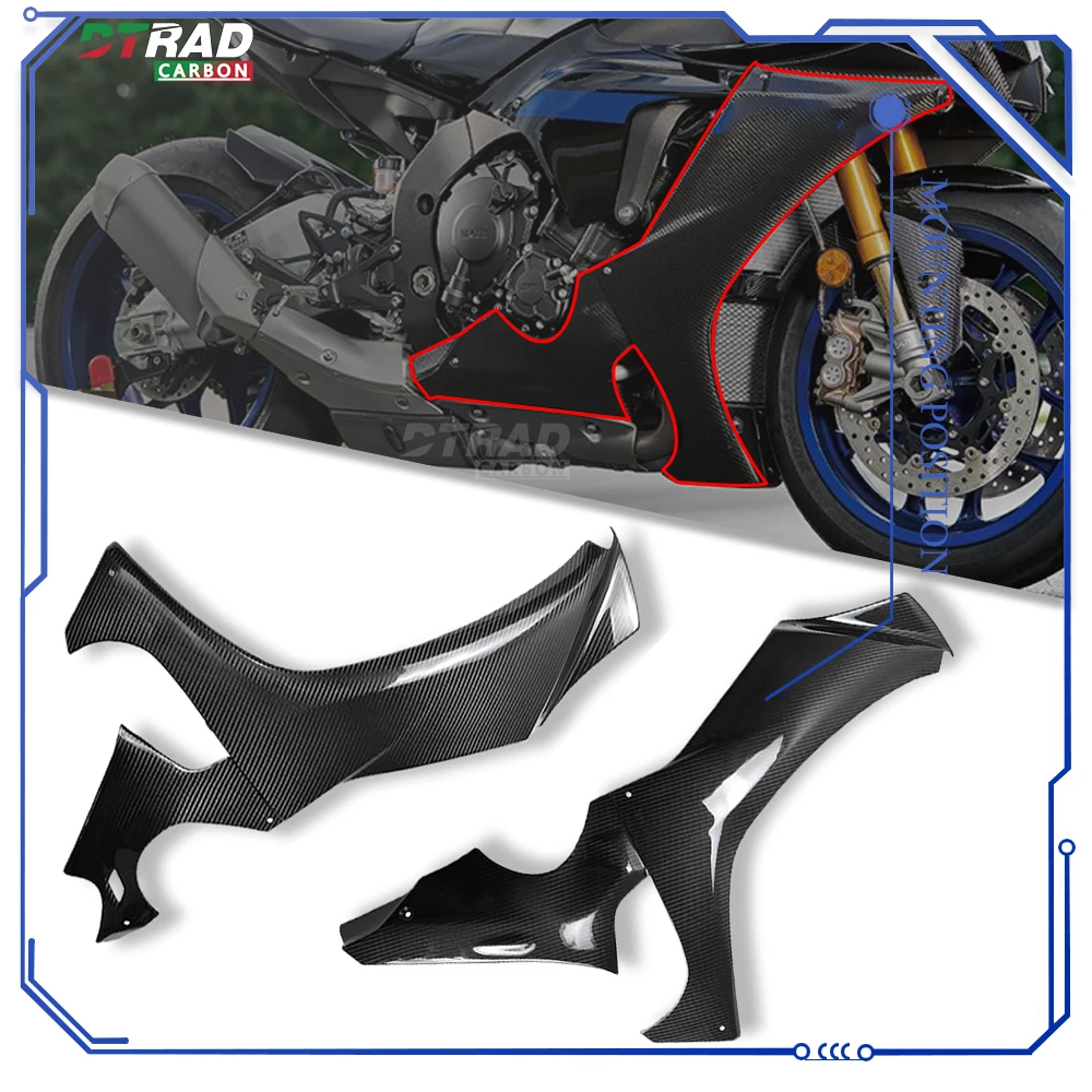 For YAMAHA YZF R1 R1M YZFR1 YZFR1M 2020 - 2023 YZF-R1 YZF-R1M Accessories Carbon fiber Front Mid Panels Motorcycle Side Fairing