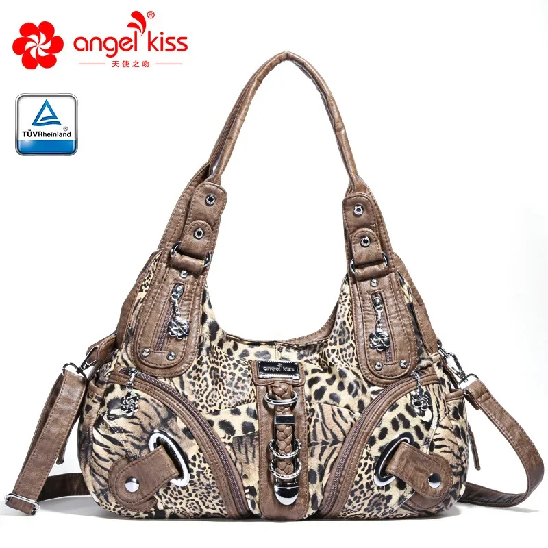 Angelkiss Women Handbags Leopard Bag Top-handle Handbag Fashion Satchel Dumpling Pack Shoulder Bag Tote Bag Hobos Large Purse