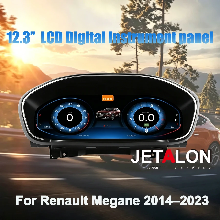 Pantalla de Instrumentos Digital de 12.3 Pulgadas para Renault Megane 2014-2023, Velocímetro LCD, Pantalla de Velocímetro Virtual