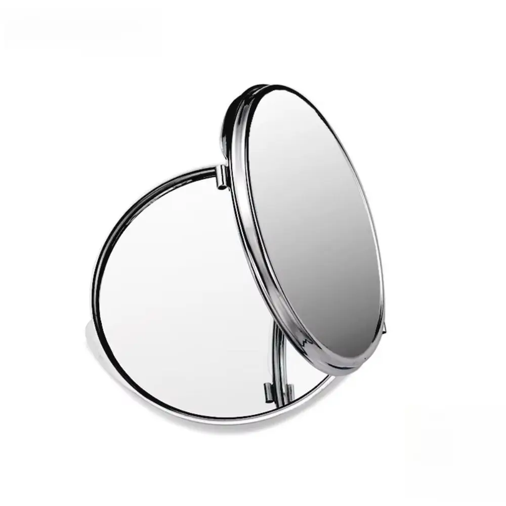 Small Size Stainless Steel Makeup Mirror Stainless Steel Lightweight Pocket Cosmetic Make Exquisite Folded-Side Design