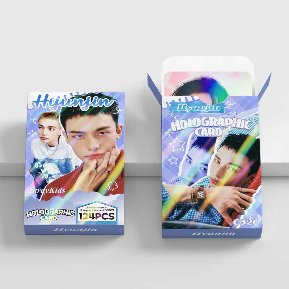 124 szt. Stray Kids KPOP nowy album KARMA Hwang Hyun Jin kolekcja dla fanów idolów naklejki laserowe ze zdjęciami karty LOMO prezenty