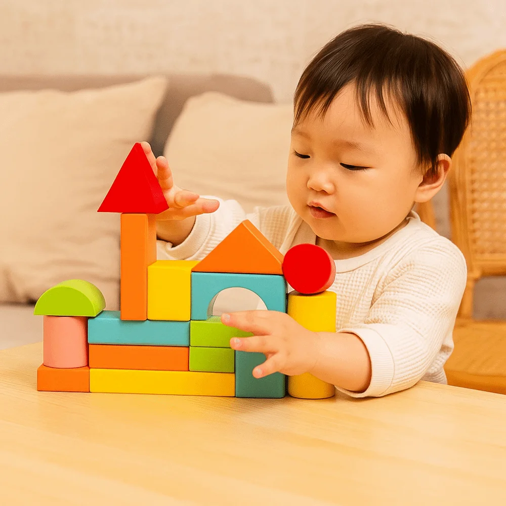 

40PCS/SET Colorful Wooden Building Blocks Wooden with Storage Bag Early Educational Toys 3D Learning Sensory Stacking Blocks