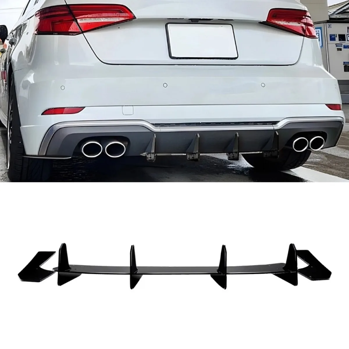 Für Audi A3 S3 8V Schrägheck 2017-2020 Auto Heckstoßstange Spoilerlippe Diffusor Modifikationsteil Stoßstangenschutz Zubehör
