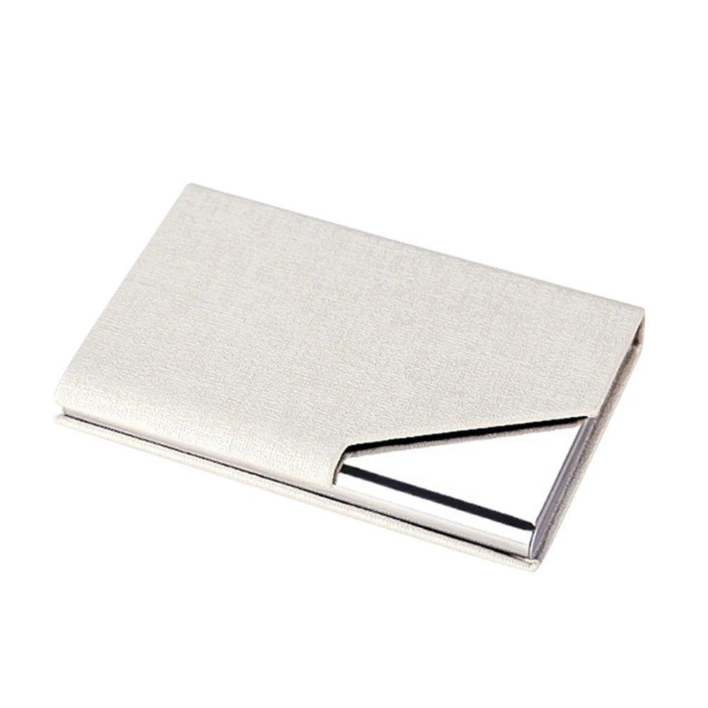 

Portable Business Cards Holder Name Case Stainless Steel White Staff Pickup Thin Design Credit Card Storage