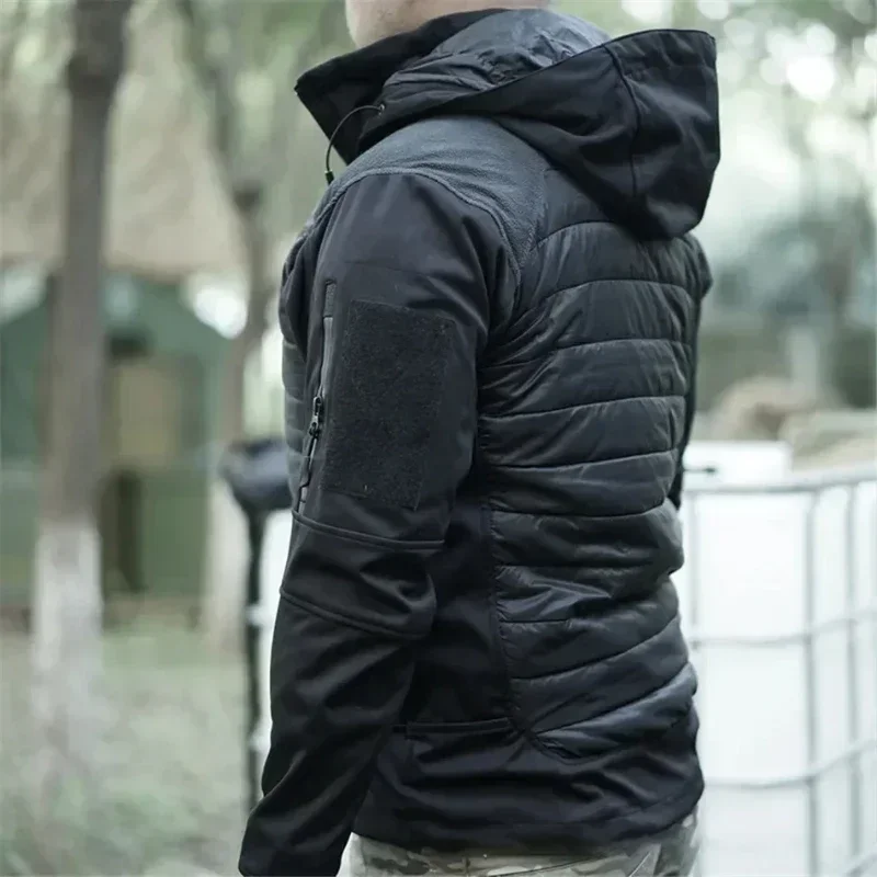 Men Outdoor Windproof Waterproof Padded Coat Hiking Hunting Jackets Hooded Windbreaker 2.0 Upgraded Tactical Soft Shell Jacket