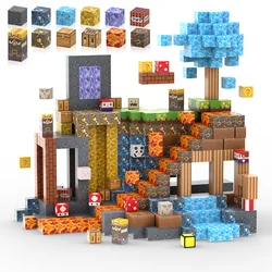 100 Uds. Bloques magnéticos Mine World conjunto de construcción magnética para niñas juguetes para niños mayores de 3 años DIY tallo Montessori juguete sensorial