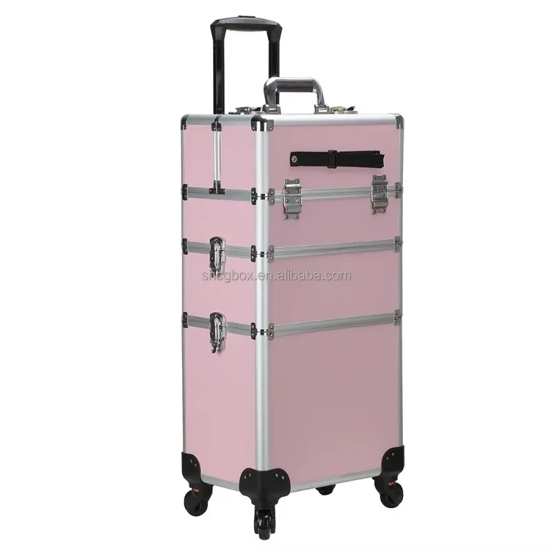 Professional Aluminum Makeup Trolley, Rolling Nail Case, Jewelry Trolley, Cosmetic Train Display Case