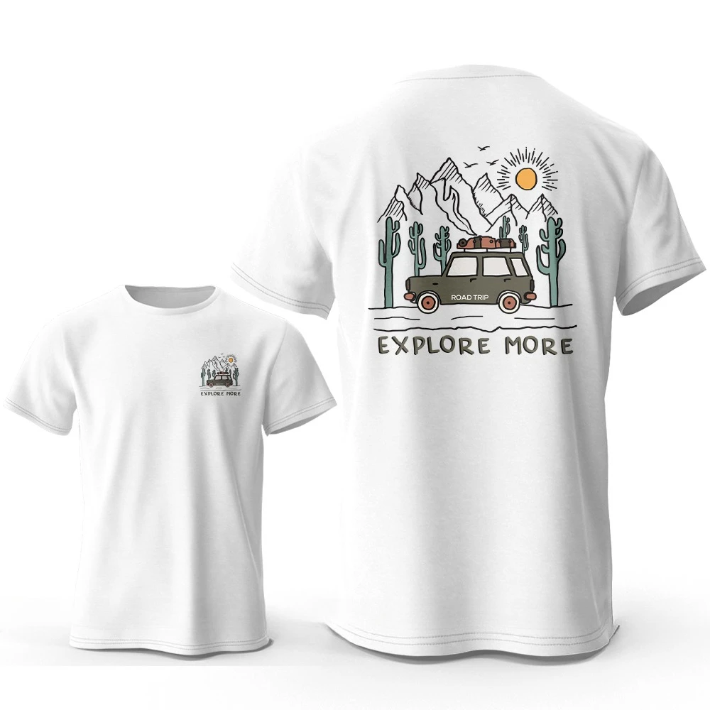 Explore More Printed T-Shirt Cotton Adventure Graphic Tees for Men's Clothing Women 2026 Summer New Tops Wanderlust Streetwear