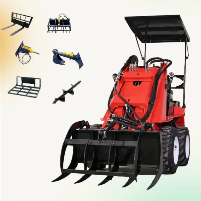 

China Manufacturer Mini Loader Skidsteer with Cab Rock Bucket for Skid Steer Loader with Track
