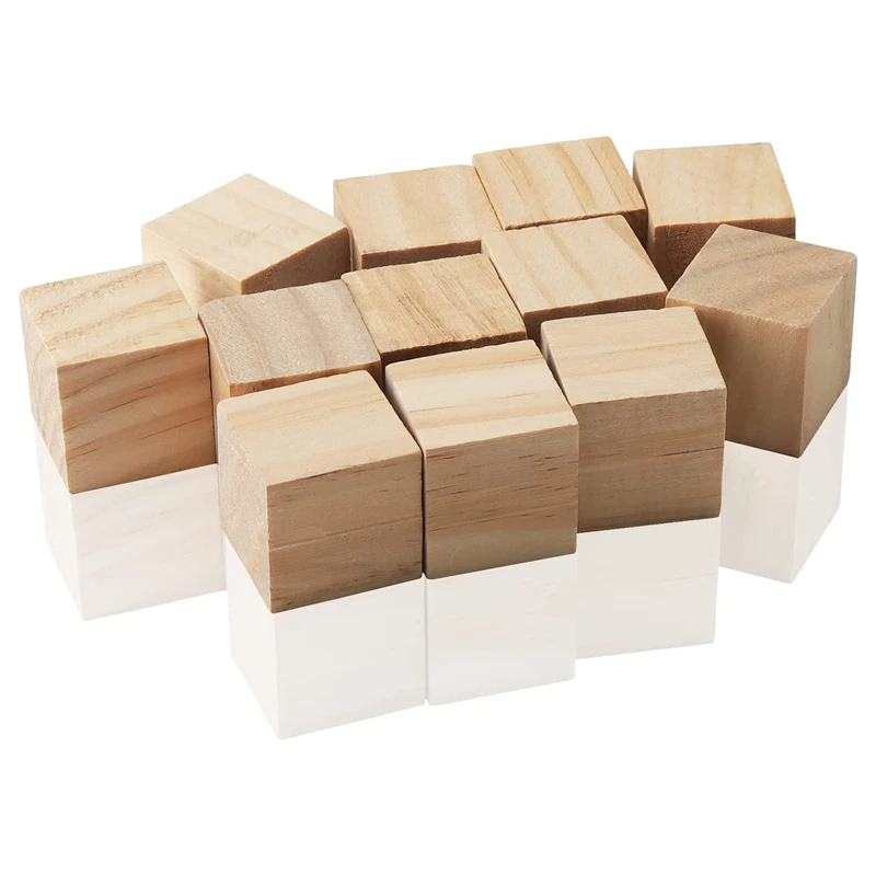 100 PCS 1 X 1 X 1 Inch Blocks Unfinished Wood Blocks Bulk Small Square Wooden Blocks For DIY Crafts