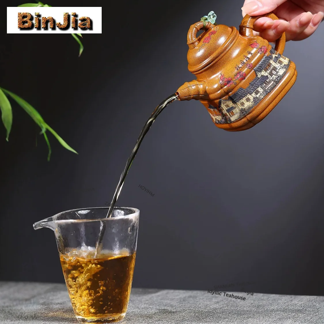 BAEJORIA 240ml Classic Yixing Purple Clay Teapots Handmade Bamboo Tripod Pot Raw Ore Golden Section Mud Kettle Zisha Tea Set