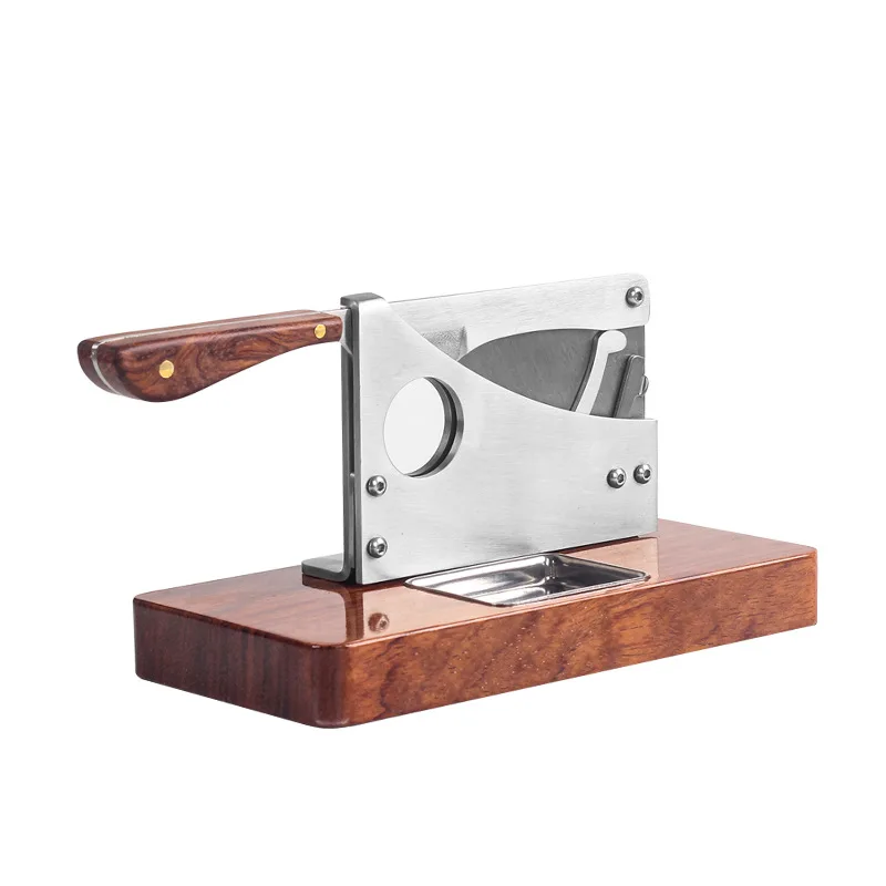 Multi-function Portable Tool Knife Bench Cigar Cutter Punch Knife Solid Wood Stainless Steel Rosewood Press Cigar Cutter